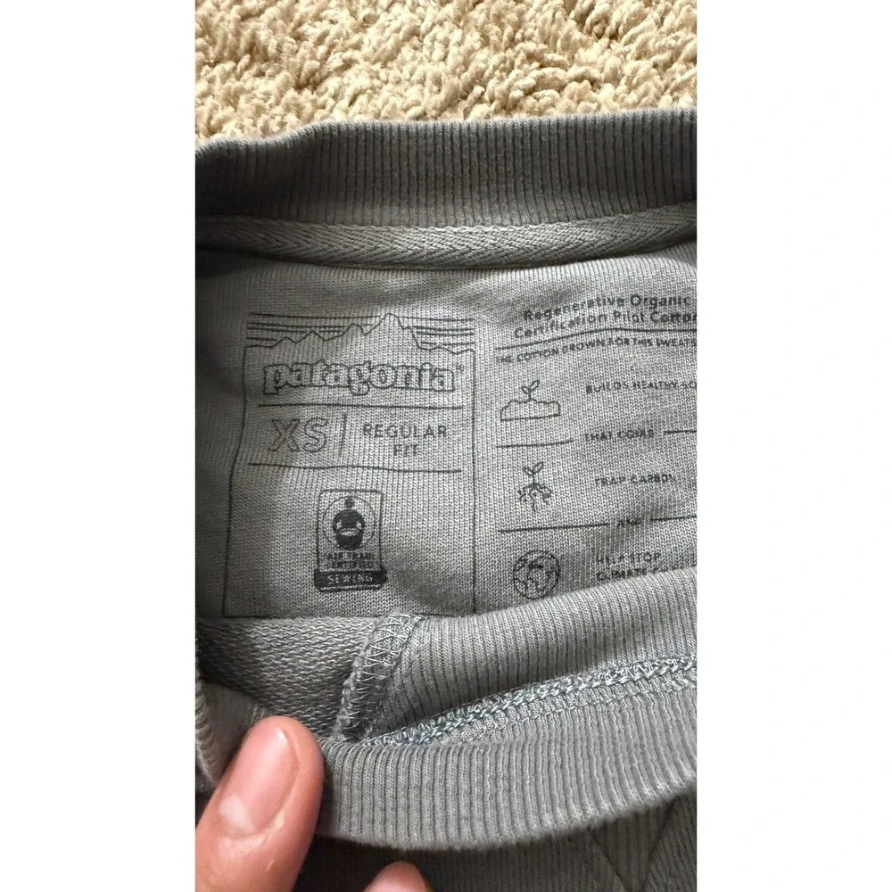 Patagonia Vintage Regenerative Organic Cotton Crewneck Sweatshirt Grey XS zz40‎ - Picture 3 of 7